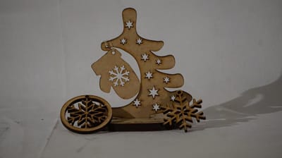 Kerstkaart - hout - set van 3- Kerstboompje met hangers