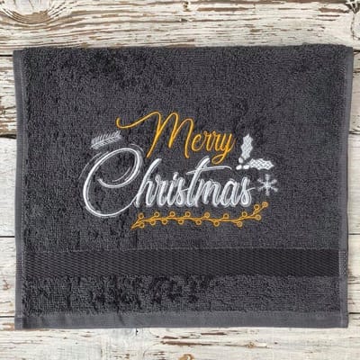 Gastendoekje – Antraciet – Merry Christmas – Kerst – 50x30 cm – 100% katoen – Funnies