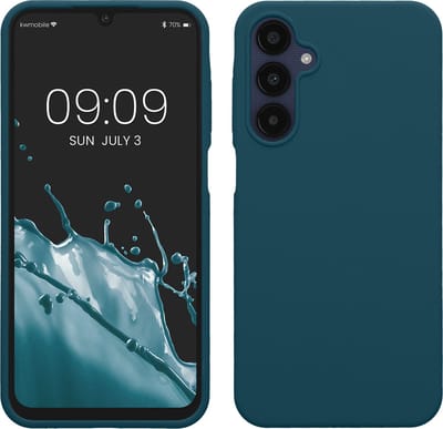 kwmobile telefoonhoesje geschikt voor Samsung Galaxy A25 - Hoesje met siliconen coating - Smartphone case in mat petrol