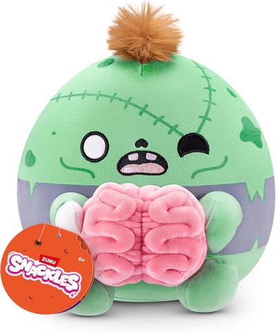 Pluche Halloween Zombie met Brein 20,4 cm - Grappig Knuffeldier - Perfect voor Halloween Decoratie - ShopVlot