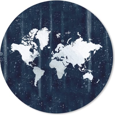 Muismat rond 20x20 cm - Mousepad Wereldkaart - Blauw - Sterrenhemel - Ronde muismatten