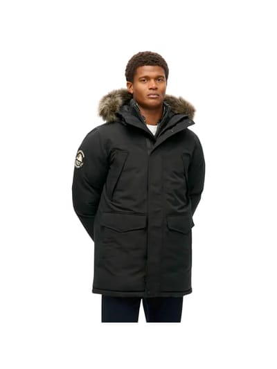 Superdry Everest Parka Jas Met Imitatiebont Zwart Grootte: S