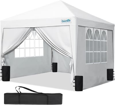Vouwbaar Tuinpaviljoen - Partytent Feesttent - Buitenfeesten Evenementen - Waterdicht Met Zijpanelen - 3x3 Meter - Wit