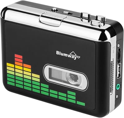 Cassette naar MP3 Converter – Draagbare Cassettespeler met USB-opname (zonder pc) – Auto Reverse, 3,5 mm AUX, Inclusief Hoofdtelefoon & Opbergtas