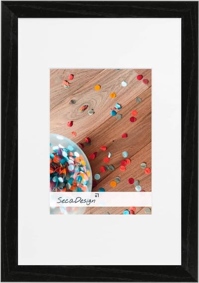 SecaDesign Tundra Hout - Fotolijst 10x15 / 7x10 cm fotomaat met passe-partout - Zwart