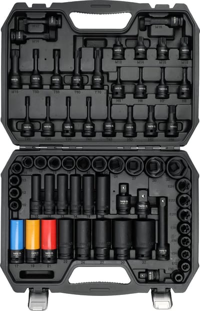 Professionele Krachtdoppenset 1/2" - 64-delig - Hoogwaardig CrMo Chroom-molybdeenstaal - Slagmoersleutel Set met Torx, Hex & Spline - Inclusief Stevige Koffer