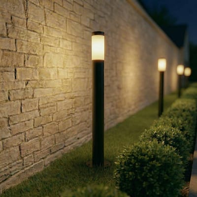 Lindby Statius tuinpadverlichting, antraciet/opaal, ijzer, 100 cm
