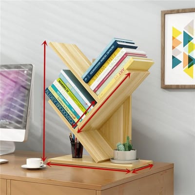 Boom Boekenplank Massief Hout Ingenieus 3 Laags Ruimtebesparend Boekenopberg Organizer Planken voor Kantoor