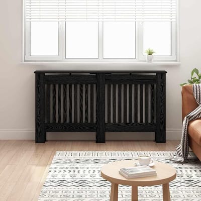 Radiatorbekleding - Verwarmingsombouw - Woonkamer Decoratie - Veiligheid Kinderen Huisdieren - 152 x 19 x 815 cm - Zwart Eiken
