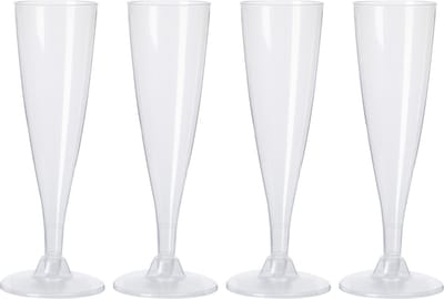 EH Prosecco/champagneglazen - 4x - transparant - kunststof - 130 ml - herbruikbaar