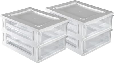 Hega Hogar Ladeblokje/bureau organizer 2x lade - wit/transparant - L26 x B35 x H20 cm - kunststof