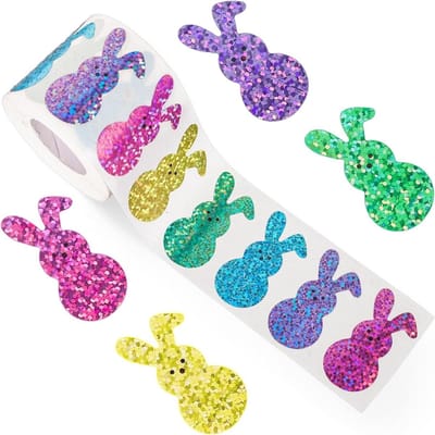 500 stuks Vrolijk Pasen Stickers Leuke Konijn Stickers Cadeau Afsluitstickers Bakpakket DIY Verpakking Doos Cadeauzakje Decoratie 3,8 CM blue