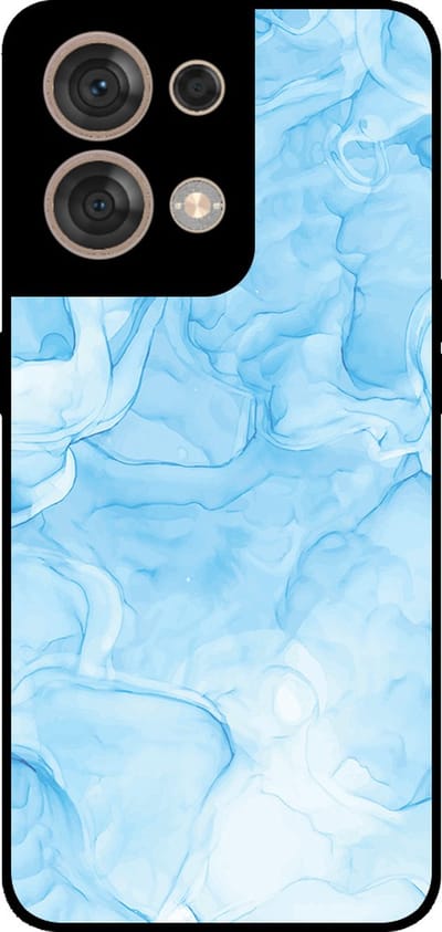 Smartphonica Telefoonhoesje Geschikt voor Oppo Reno8 5G met marmer opdruk - TPU backcover case marble design - Lichtblauw geschikt voor Oppo Reno8 5G
