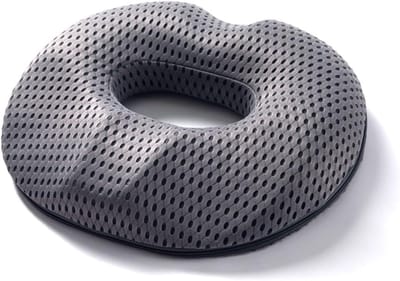 Zitkussen in Donutvorm - Ringkussen met Anti-Slip Onderkant en Wasbare Hoes - Geschikt voor Stuitpijn, Zwangerschap & Aambeien - Zwart