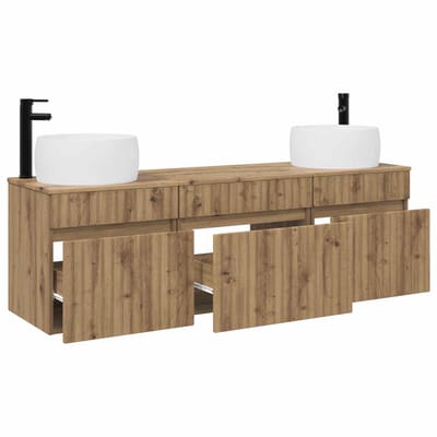 vidaXL - Badkamerkast - set - 3 - st - Artisanaal - eiken - 49 - x - 44,5 - x - 66 - cm