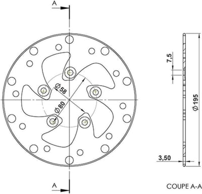 Disque de frein arrière NG Brakes pour Scooter Peugeot 50 Speedfight 3 2T Ac 2009 à 2017 Neuf