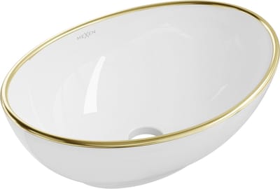 Mexen Elza opbouw wastafel 40 x 33 cm, wit/gouden rand - 21014005