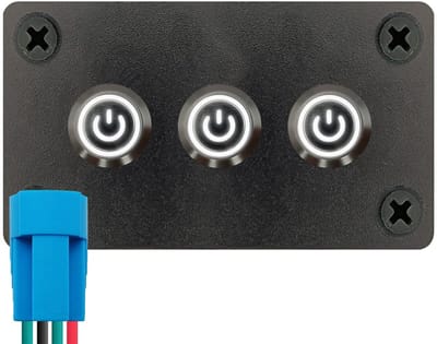 ProRide Metalen Drukschakelaars ON-OFF 220V - 12mm - Drievoudig inbouwpaneel - IP67 - LED indicatie Wit
