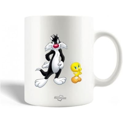 Mug en Céramique - Looney Tunes - Titi et Sylvestre - 30cl - Compatible lave-vaisselle - Blanc
