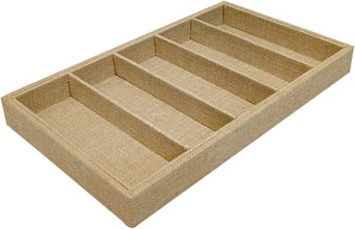 Brillen Opbergbakje - Opbergdoos Brillen - Veilig Opbergen - Linnen Stof Constructie - 30.5x18x3.5 cm - Kleur Linnen