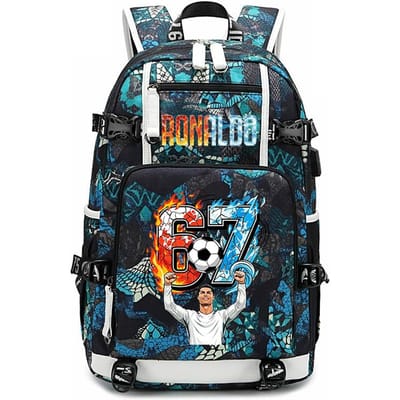 CR7 Ronaldo 67 Print Grote Rugzak voor Studenten Tieners Kinderen School Reizen Dagrugzak