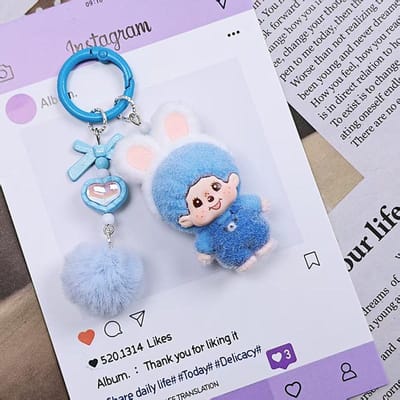 Pluche Monchhichi Sleutelhangers Cartoon 3D Monchhichi Ingenieus Tas Hanger Decoraties Leuke Sleutelhangers Telefoonketting Cadeaus Voor Meisje gray