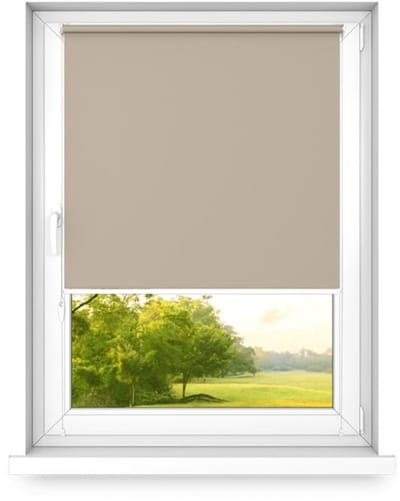 time4blinds - Verduisteringsrolgordijn Zonder Boren - Verduisteringsrolgordijn, Rolgordijn Verduistering - 3 Soorten Montage, Zilveren Thermische Coating - Zandbruin, 400x1000mm, Rechts