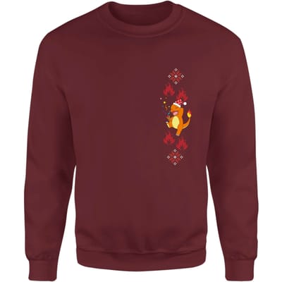Pokemon Charmander Party Christmas Jumper - Burgundy - S