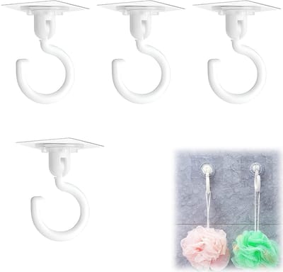 Dailygoods- Haak Extra Sterk - Zelfklevende Haak - 4 Stuks - 360° Rotatable - Voor Badkamer/Keuken/Slaapkamer - 8.5 x 7.5 cm - Wandhaak