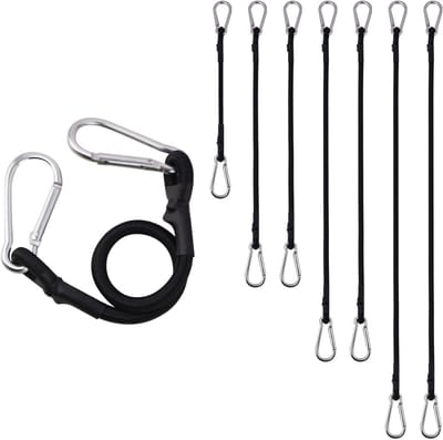 Set van 8 Spanrubbers met Karabijnhaak - 4 Maten Touwen voor Dekzeil, Tuin en Bagage
