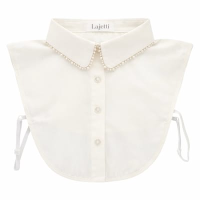 Lajetti - Wit Kraagje met Kraaltjes - Dames Blouse Kraagje Los