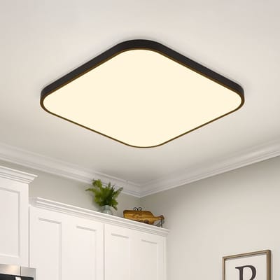NETTLIFE Plafondlamp - LED - Ø 27 cm - Zwart plafonniére - 19W - warmwit licht - rechthoek
