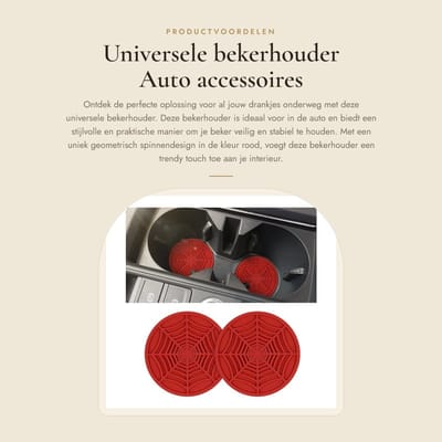 Dailygoods- Bekerhouder Universeel - Bekerhouder Auto - Antislip - PVC - 2 Stuks - Geometrisch Spindesign - Schokbestendig - Bekermat