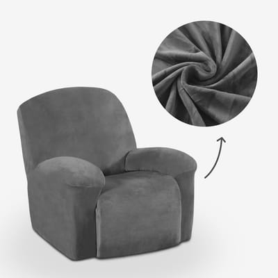 BankhoesDiscounter Velvet Recliner Fauteuil Hoes – Relaxzetel – Relax Sofa Hoes – Bankbeschermer – Zetel Hoes - Sofa Cover - M1 (60-95cm) - Grijs