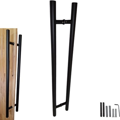 Hoexs Deurgreep – 90 cm – Zwart RVS – Hartafstand 70 cm – Set van 2 – Inclusief Montage