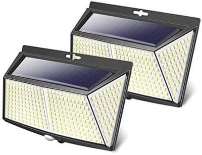 Zonnelampen met Bewegingssensor - Set van 2 LED Buitenverlichting op Zonne-energie voor Tuin, Terras en Garage