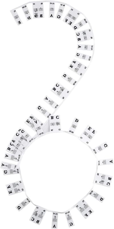 Pianonotatie Stickers - Toetsenbord Noten Labels - Muziek Leren - Kleurrijke Coderingssysteem - 61 Toetsen - Zwart
