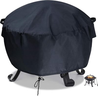 Vuurkorf hoes - ronde open haard vuurplaathoezen - zwaar belastbare 420D Oxford-stof - waterdichte hoes voor patio vuurschaal - 66 x 31 cm (zwart)