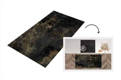 Keukenloper - Loper keuken - Zwart - Goud - Luxe - Glitter - 120x60 cm - Keukenloper vinyl