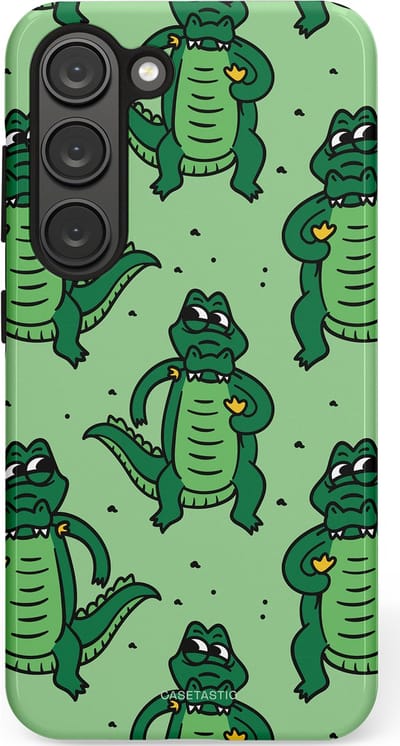 Casetastic hoesje geschikt voor Samsung Galaxy S23 - Dubbellaagse bescherming - Kroko dans - Fashion Case - Mintgroen