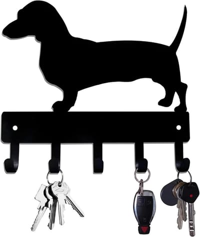 Moderne metalen sleutelhanger voor aan de muur, zelfklevend of te boren, met 5 haken voor keuken, slaapkamer en voordeur, zwart en stijlvol design