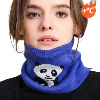Nivard Nekwarmer - Dames - Fleece - Motor - Bandana - Masker - Colsjaal - Sjaal - Gewatteerd - Winter - Fietsen - Panda - Blauw