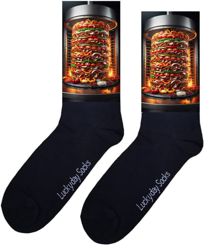 LuckyDay Socks - Kebab cadeau - Doner met groente sokken - Grappige Cadeaus voor Dames en Heren - Verjaardag cadeau vrouw en man - Vrolijke sokken - Valentijns cadeau - Grappige sokken - Leuke sokken - Leuke dames en heren sokken - Maat 37-44