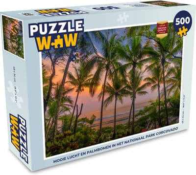 Puzzel Mooie lucht en palmbomen in het Nationaal park Corcovado - Legpuzzel - Puzzel 500 stukjes