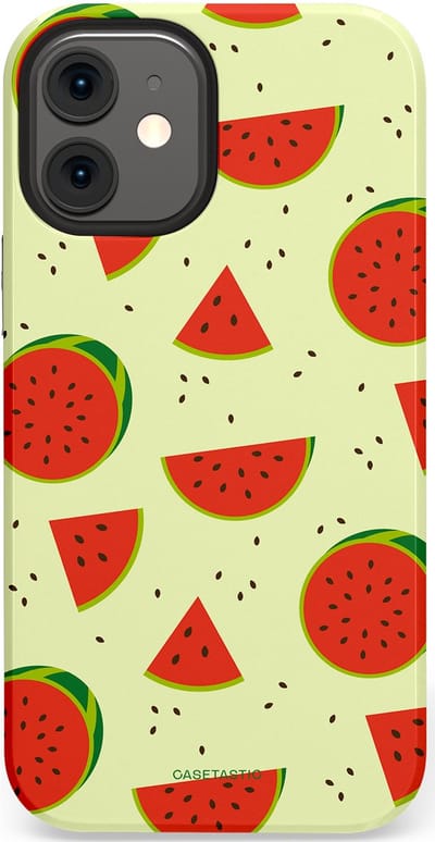 Casetastic Hoesje Geschikt voor Apple iPhone 12 Mini - Stijlvolle Beschermende Duo-layer Case - Meloen Moment