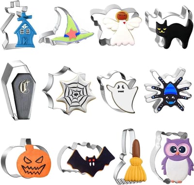 Dailygoods - 12-delige Halloween koekjessnijder, Halloween koekjessnijder, Halloween koekjessnijders, Halloween, roestvrij staal, doe-het-zelf gereedschap voor het snijden van koekjesdeeg