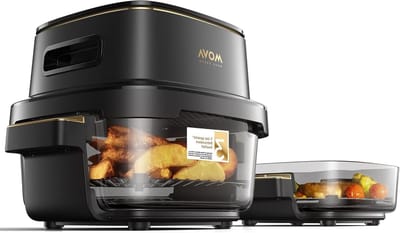 Airfryer Glazen Bowl - Luchtfriteuse - Gezond Bakken - Volledig Transparant - 6.5 Liter - Zwart
