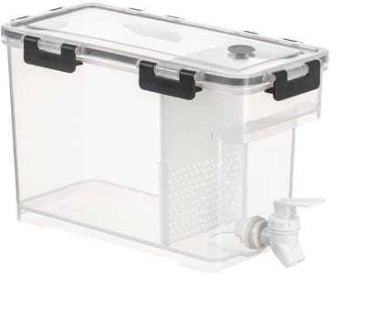 Dailygoods- Drankdispenser 3,5L - Duurzaam PP - Tapkraan - Helder/Grijs - Helder/Oranje - 28,5x17x14cm - Drankcontainer