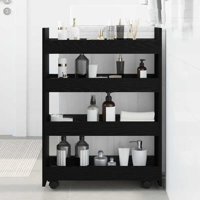 vidaXL - Smalle - Opslag - Trolley - Zwart - Eiken - 60 - x - 20 - x - 82 - cm - Bewerkt - hout