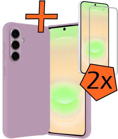 Hoes - Met 2x Screenprotector - Geschikt voor Samsung Galaxy A37 - Sterk & Shockproof - Back Cover - Siliconen Case - Telefoon Hoes - Lila